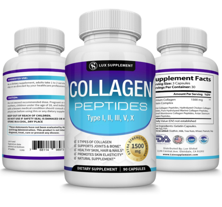 Colágeno Premium 5-en-1 Toplux: El Secreto para una Piel Firme y Articulaciones Sin Dolor (90 Cápsulas)